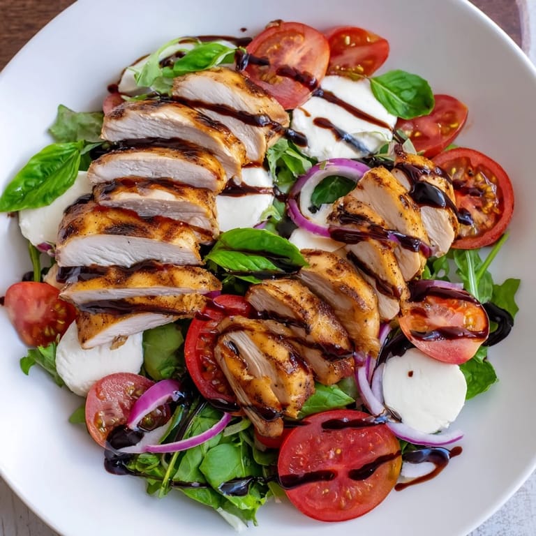 Fresh Caprese Chicken Salad: A colorful plate of Italian flavors with chicken and basil.