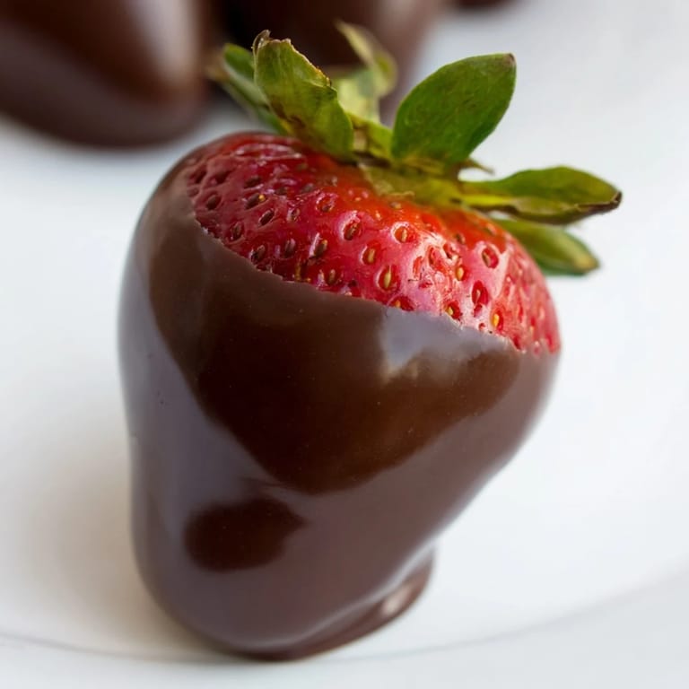 Fraises nappées d'un chocolat satiné, dégustées fraîches pour une sensation gourmande et légère à chaque bouchée sucrée.