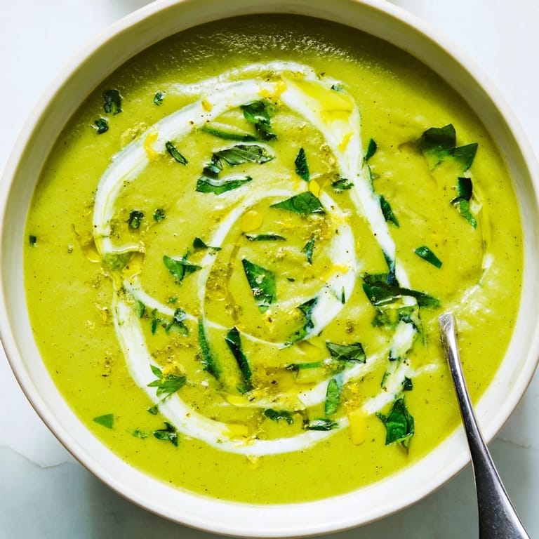 Courgette soup veloutée et verdâtre, égayée par un zeste de citron et une touche de thym frais.