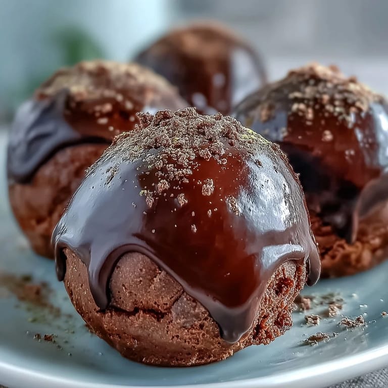 Truffles Hojicha fondantes au chocolat noir, roulées dans la poudre de thé rôti avec un côté crémeux.