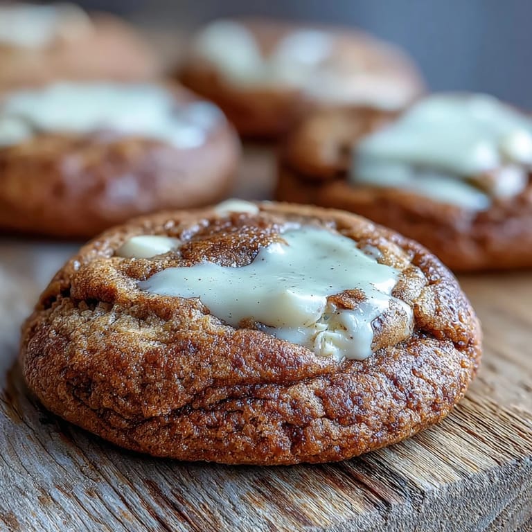 Close-up of Hojicha White Chocolate Cookies, steam rising, with a glass of milk and scattered tea leaves.