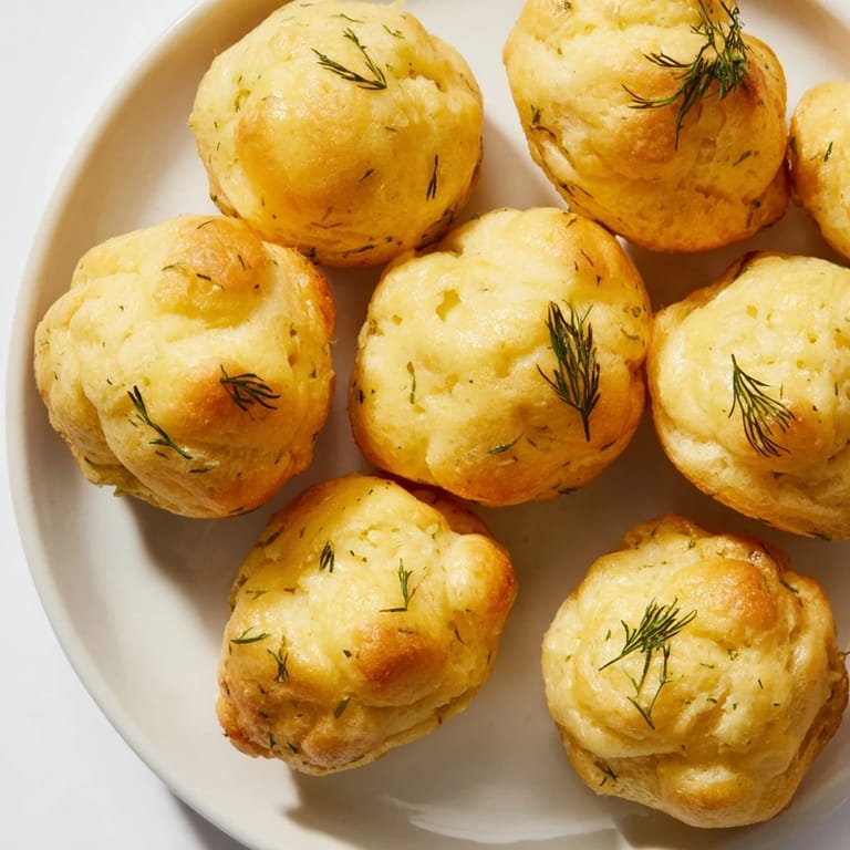 Elegant Dill Pickle Gougère Puffs, infused with fresh dill, ideal for cozy appetizers.