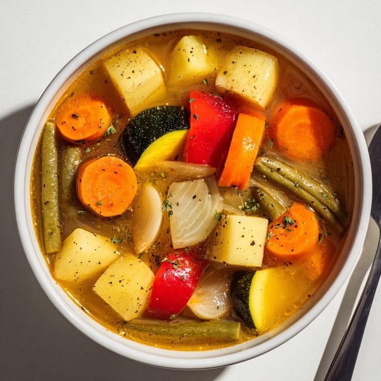 Bol de soupe réconfortante, avec ail rôti et légumes frais pour un goût savoureux.