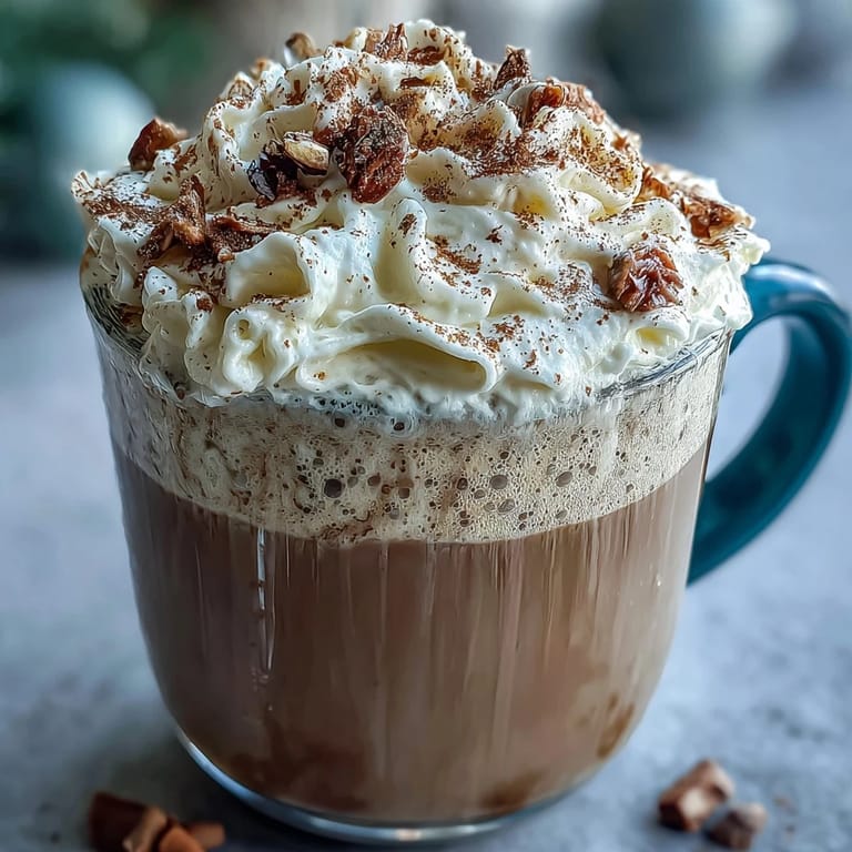 Boisson chai de Noël chaude et crémeuse, avec épices aromatiques et crème fouettée maison.  