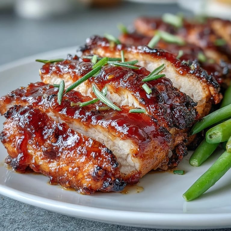 Poulet miel-moutarde doré au four, servi avec des haricots verts tendres et parfumés au citron, prêt en 35 minutes.