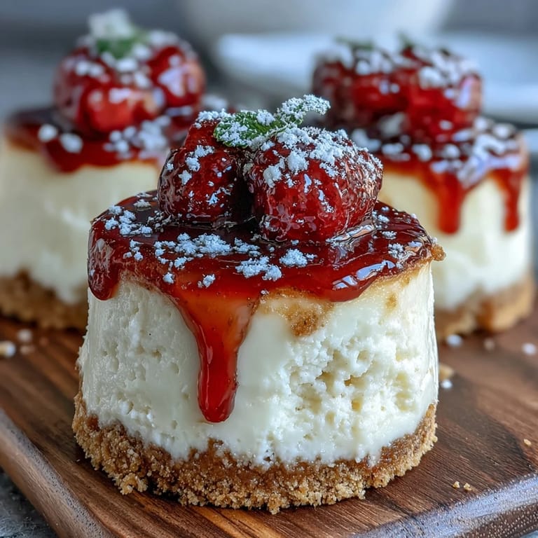 Cheesecakes miniatures parfaits pour une table de fête, avec leur croûte dorée et leur garniture onctueuse.