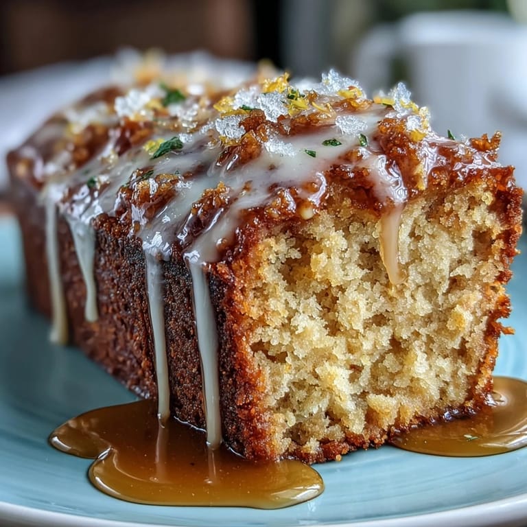 Gâteau floral au miel de pissenlit, tendre et parfumé, surmonté d'un glaçage au citron acidulé et brillant.