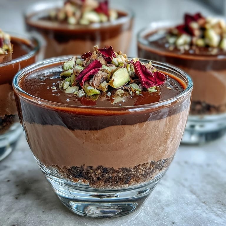 Appréciez ces coupes gourmandes de Dubai Chocolate Cheesecake avec un glaçage au chocolat.