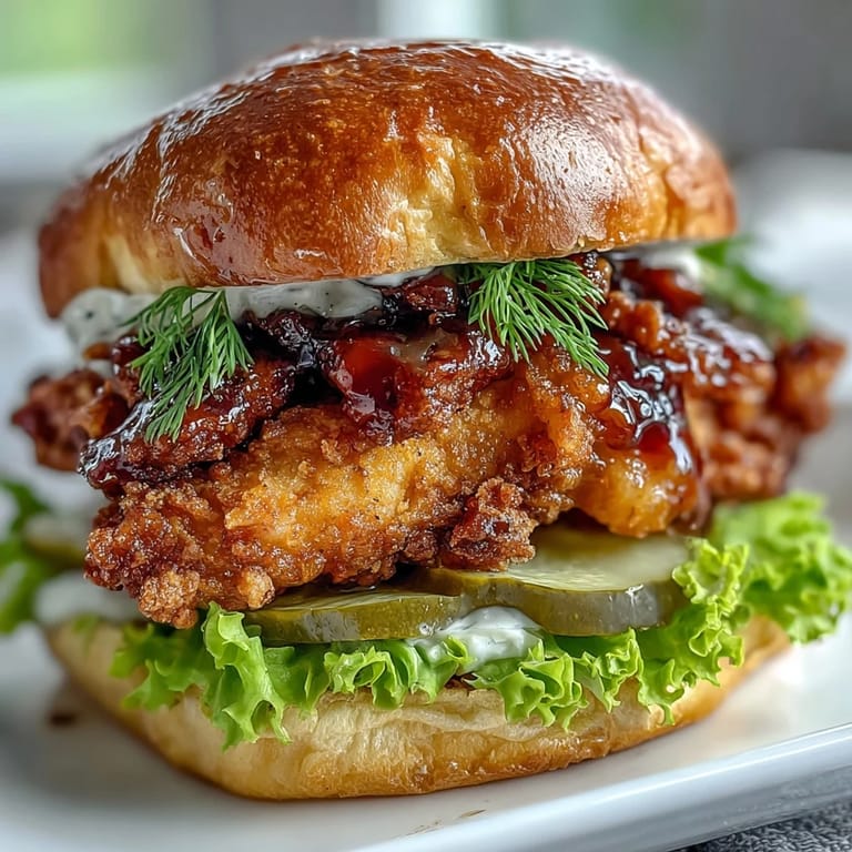 Image d'un savoureux sandwich au poulet au miel chaud, prêt à être dévoré.
