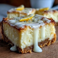 Gourmandes barres de cheesecake au Limoncello avec une croûte de biscuits au citron, parfaites pour les desserts d'été.