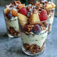Coupes de collation pour équipes de soccer avec fruits et granola, un en-cas amusant et nutritif pour les sportifs.