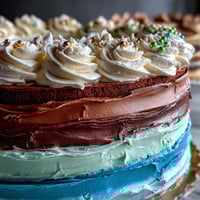 Un gâteau à étages ombre magnifique, parfait pour célébrer une remise de diplôme avec des couches dégradées et un glaçage au beurre soyeux.  