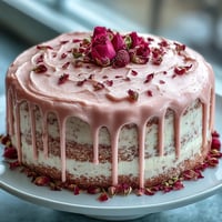 Gâteau velours rosé avec coulée dorée, parfait pour un bridal shower élégant.  